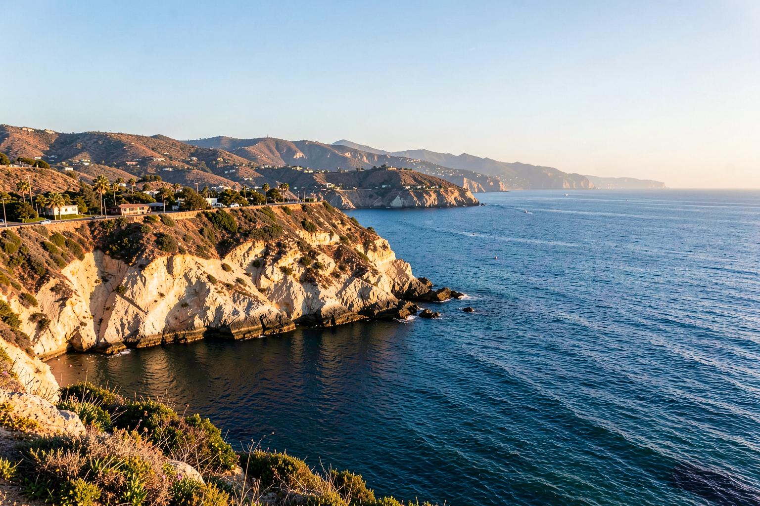 Sandstone coastal bluffs and the Pacific Ocean at Solana Beach